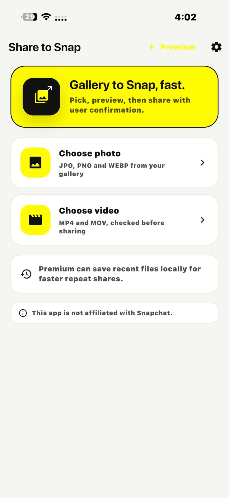 Share To Snap - تطبيق / أداة مشاركة